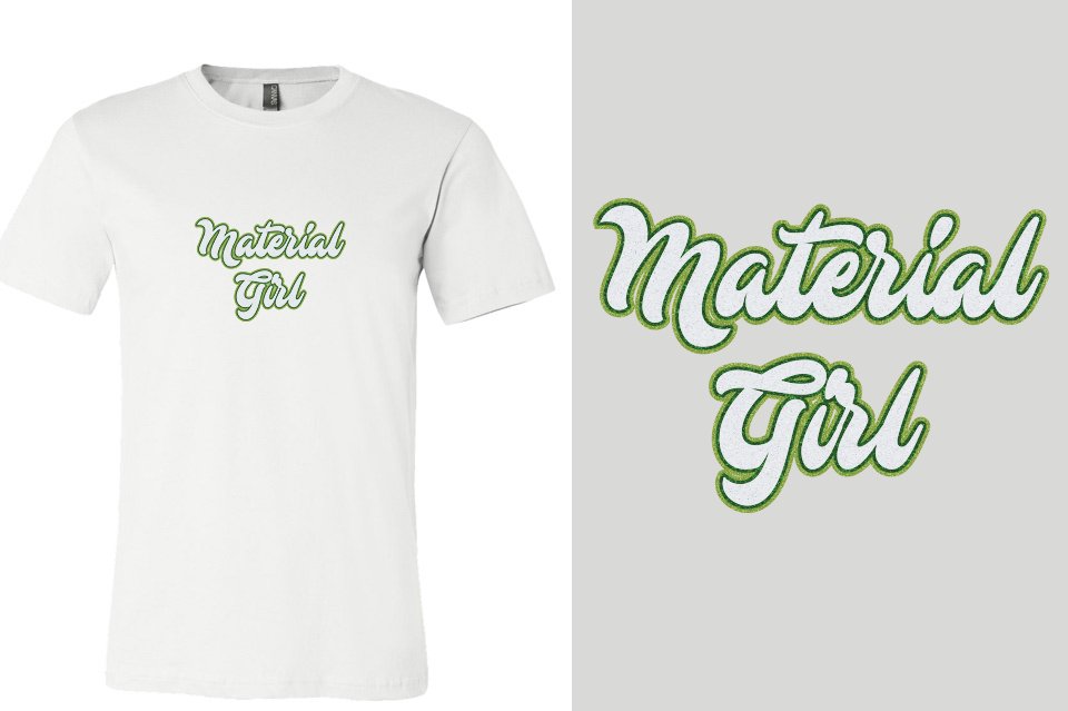 Material Girl Designer Font 3-color glitter Unisex t-shirt