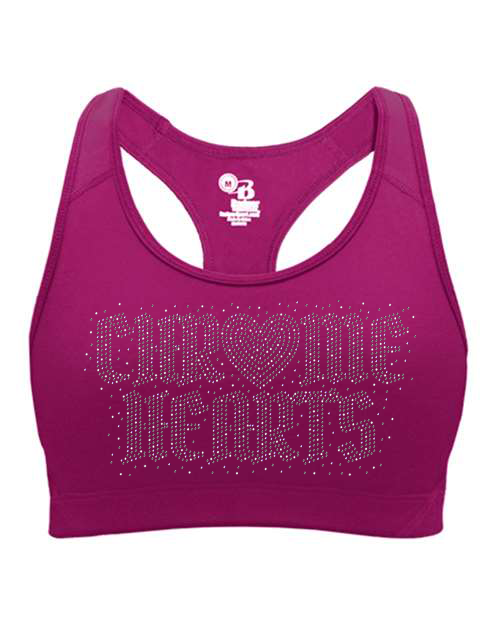 Rhinestones Chrome Hearts Women's Sports Bra
