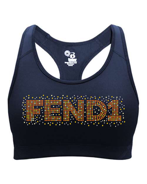 Rhinestones Fend1 Girls' Sports Bra