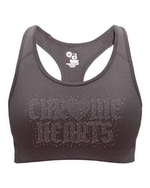 Rhinestones Chrome Hearts Girls' Sports Bra