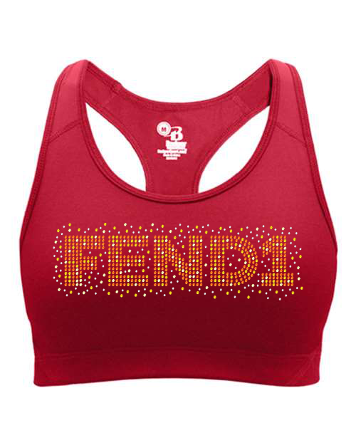 Rhinestones Fend1 Women's Sports Bra
