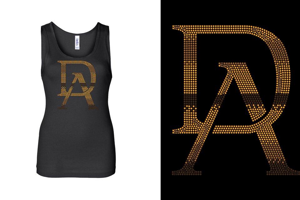 Rhinestones DA Interlocking Gold Brown Stones Youth Tank