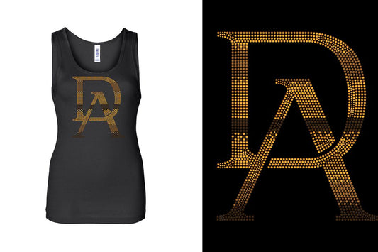Rhinestones DA Interlocking Gold Brown Stones Youth Tank