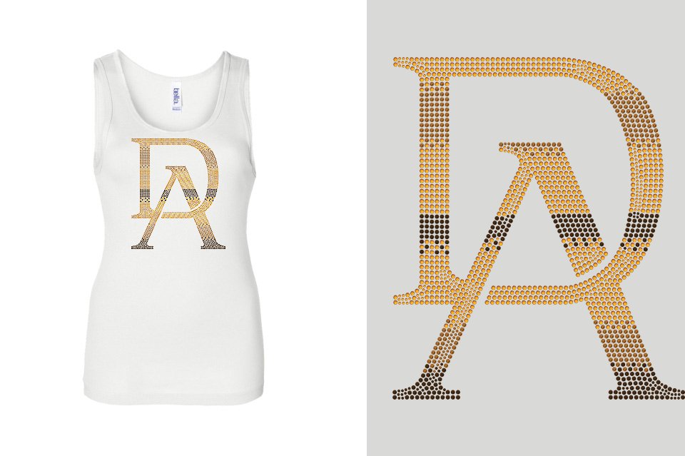 Rhinestones DA Interlocking Gold Brown Stones Youth Tank