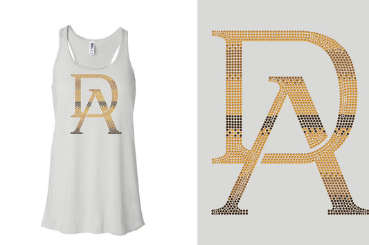 Rhinestones DA Interlocking Gold Brown Stones Youth Flowy Racerback Tank