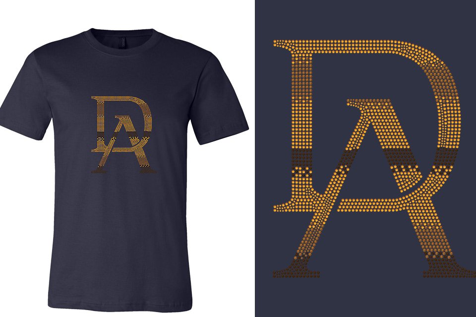 Rhinestones DA Interlocking Gold Brown Stones Unisex t-shirt