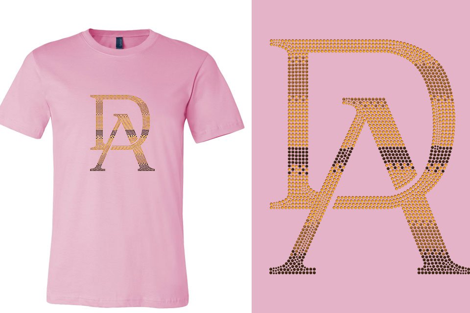 Rhinestones DA Interlocking Gold Brown Stones Unisex t-shirt