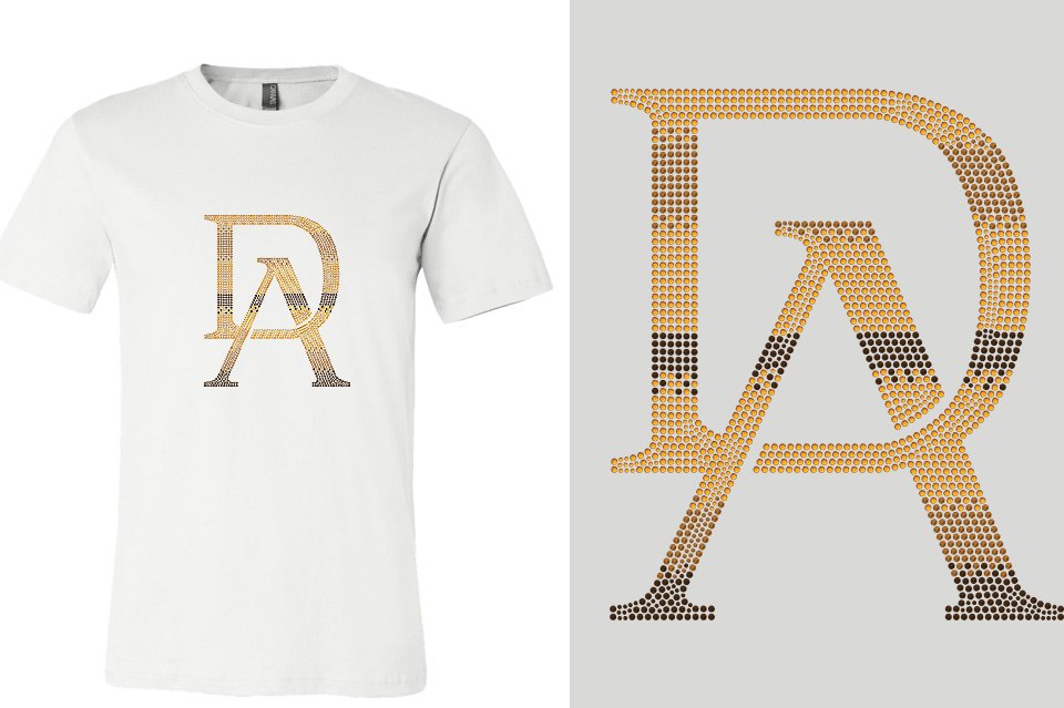 Rhinestones DA Interlocking Gold Brown Stones Unisex t-shirt