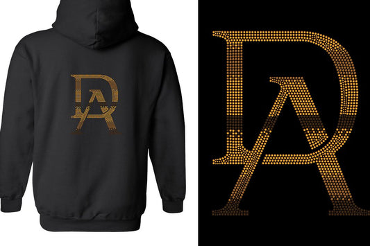 Rhinestones DA Interlocking Gold Brown Stones Unisex Zip Hoodie