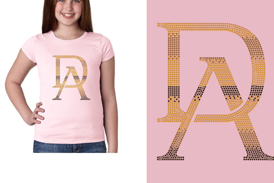 Rhinestones DA Interlocking Gold Brown Stones Youth Girls' Princess T-Shirt