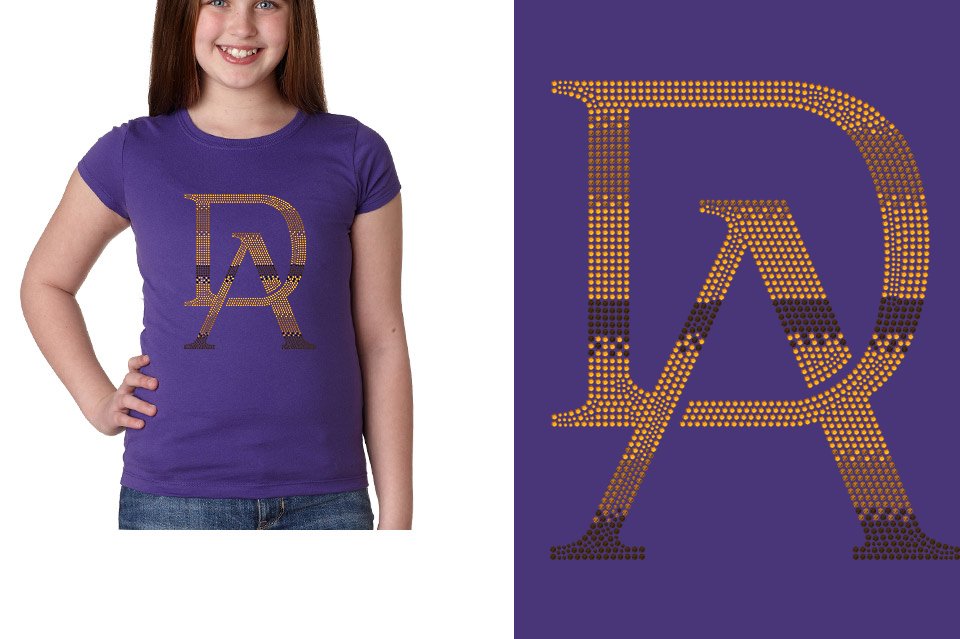 Rhinestones DA Interlocking Gold Brown Stones Youth Girls' Princess T-Shirt
