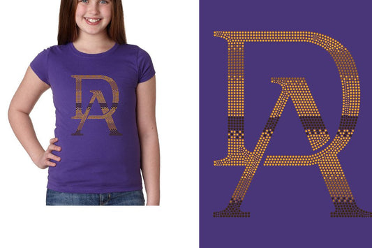 Rhinestones DA Interlocking Gold Brown Stones Youth Girls' Princess T-Shirt