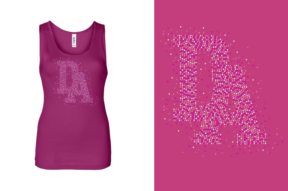 Rhinestones DA Interlocking Pink Stones Crystal Youth Tank