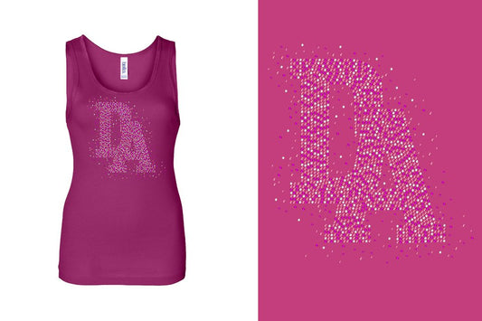 Rhinestones DA Interlocking Pink Stones Crystal Youth Tank