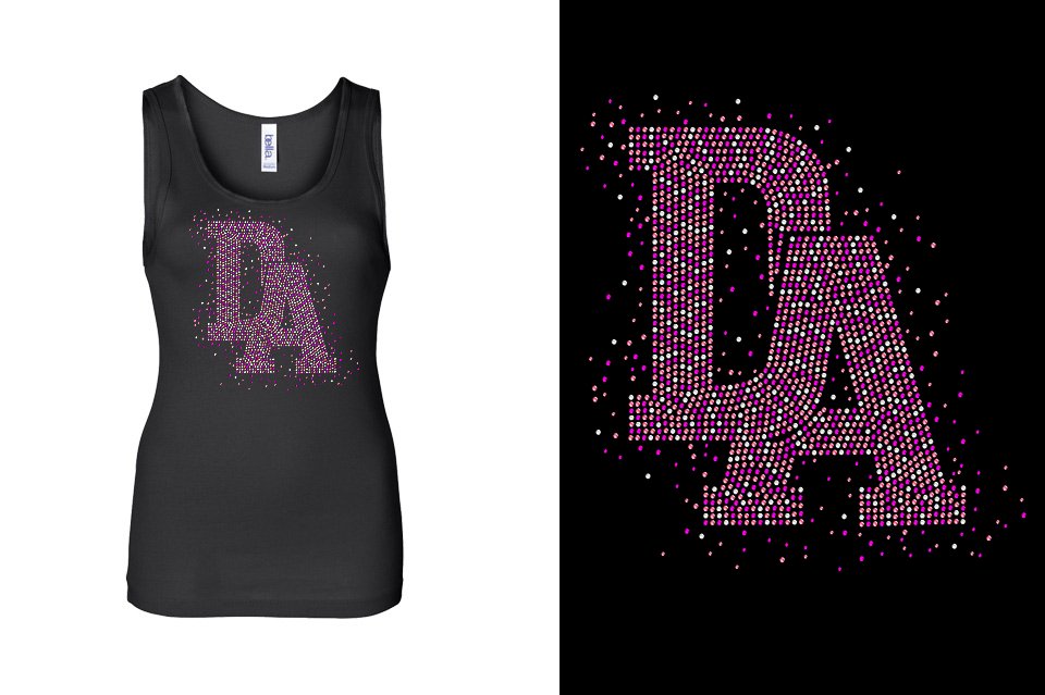 Rhinestones DA Interlocking Pink Stones Crystal Youth Tank