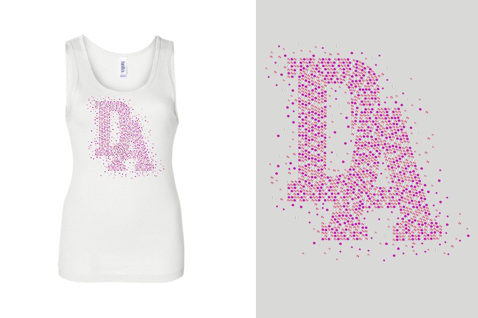 Rhinestones DA Interlocking Pink Stones Crystal Youth Tank