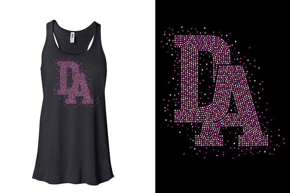 Rhinestones DA Interlocking Pink Stones Crystal Youth Flowy Racerback Tank