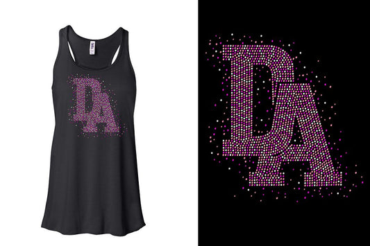 Rhinestones DA Interlocking Pink Stones Crystal Youth Flowy Racerback Tank