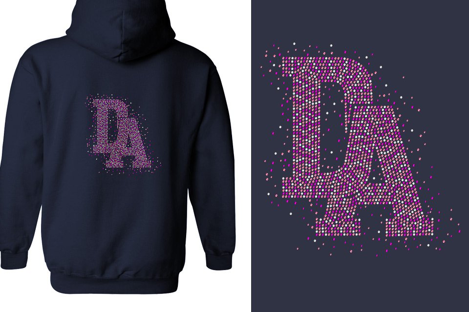 Rhinestones DA Interlocking Pink Stones Crystal Unisex Zip Hoodie