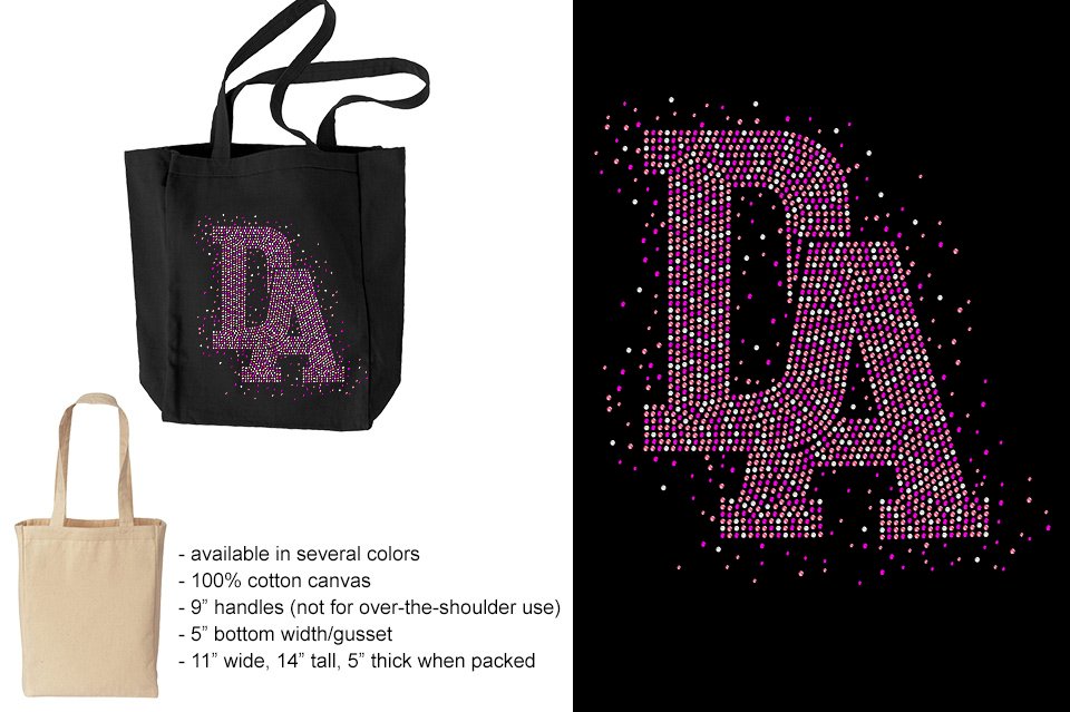 Rhinestones DA Interlocking Pink Stones Crystal Canvas Tote