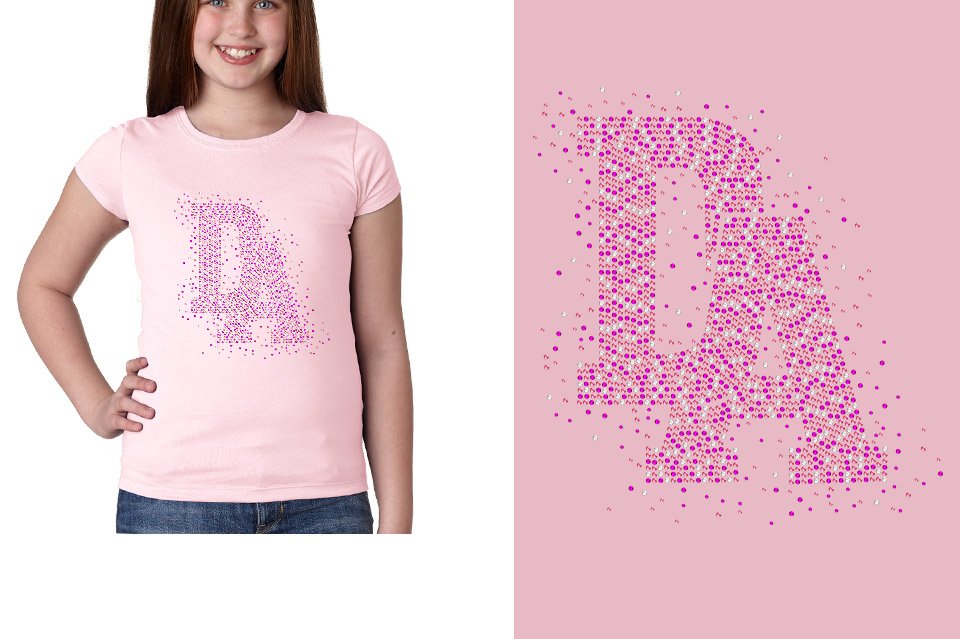 Rhinestones DA Interlocking Pink Stones Crystal Youth Girls' Princess T-Shirt