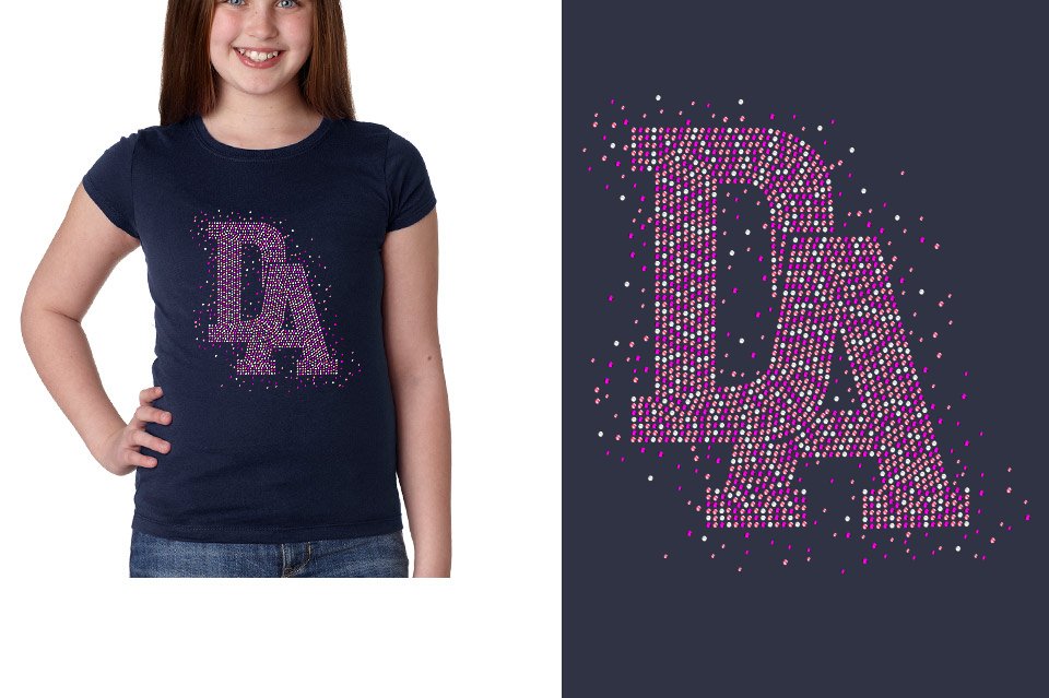 Rhinestones DA Interlocking Pink Stones Crystal Youth Girls' Princess T-Shirt