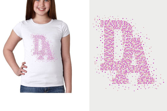 Rhinestones DA Interlocking Pink Stones Crystal Youth Girls' Princess T-Shirt
