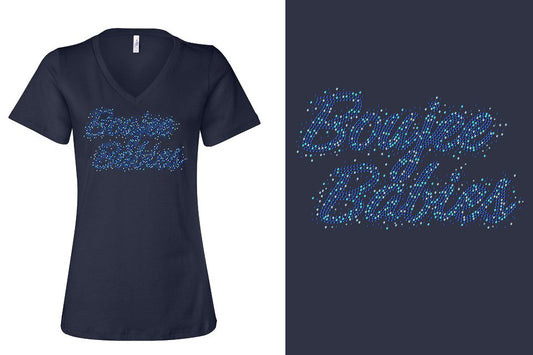 Rhinestones Boujee Babies Women's Relaxed V-Neck