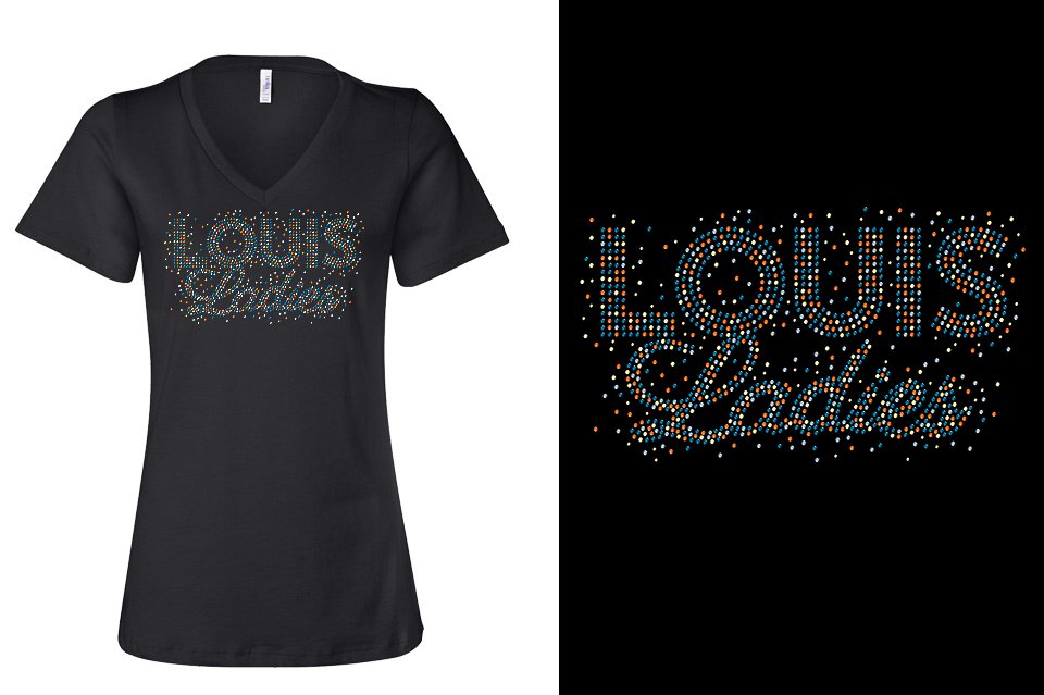 Rhinestones Louis Ladies Women's Relaxed V-Neck