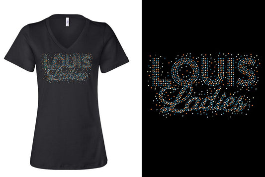 Rhinestones Louis Ladies Women's Relaxed V-Neck