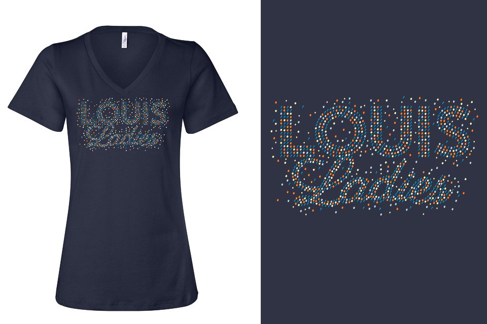 Rhinestones Louis Ladies Women's Relaxed V-Neck