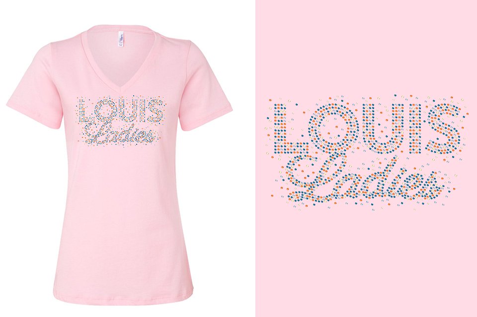 Rhinestones Louis Ladies Women's Relaxed V-Neck