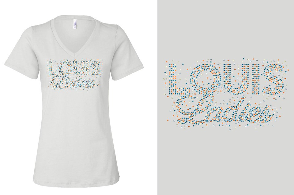 Rhinestones Louis Ladies Women's Relaxed V-Neck