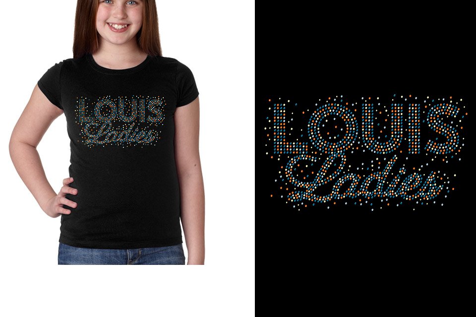 Rhinestones Louis Ladies Youth Girls' Princess T-Shirt