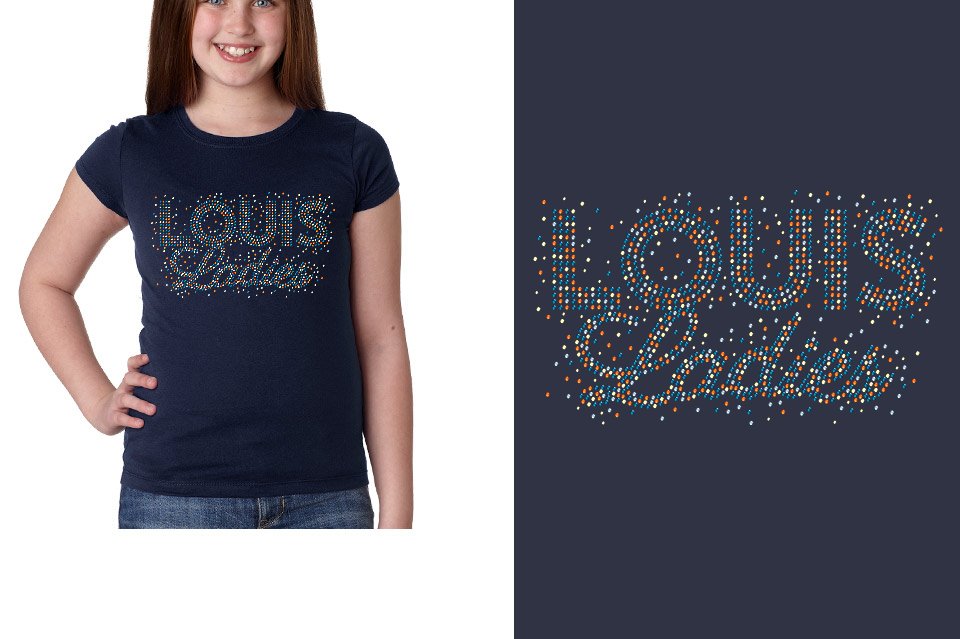 Rhinestones Louis Ladies Youth Girls' Princess T-Shirt