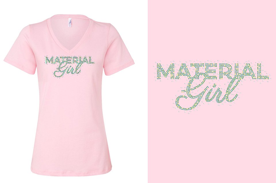 Rhinestones Material Girl Women's Relaxed V-Neck