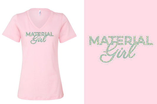 Rhinestones Material Girl Women's Relaxed V-Neck