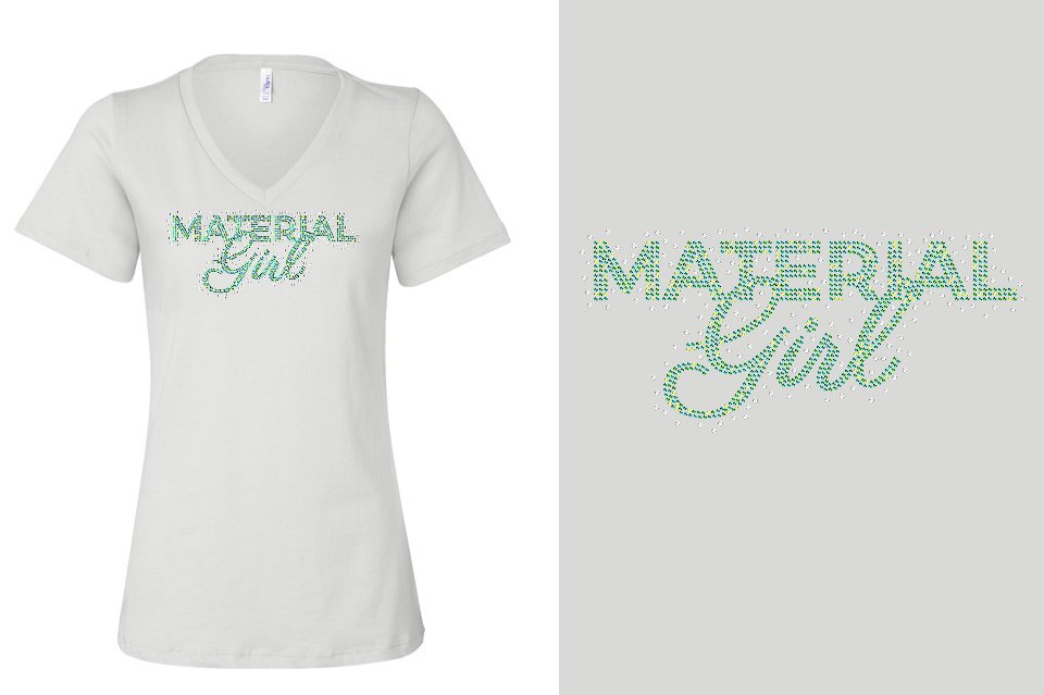 Rhinestones Material Girl Women's Relaxed V-Neck