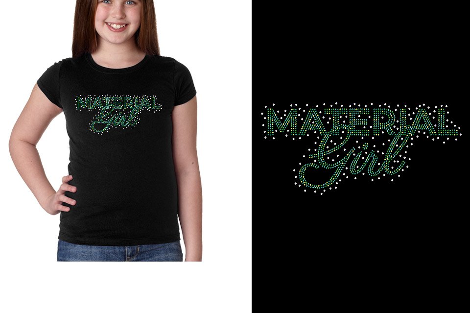Rhinestones Material Girl Youth Girls' Princess T-Shirt