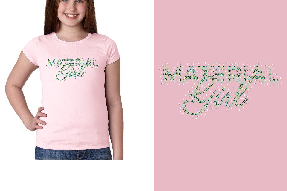 Rhinestones Material Girl Youth Girls' Princess T-Shirt