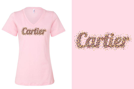 Rhinestones Cartier Women's Relaxed V-Neck