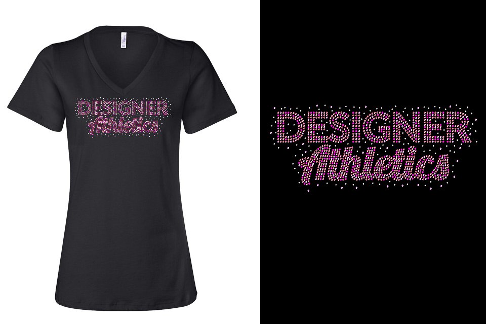 Rhinestones Designer Athletics Women's Relaxed V-Neck