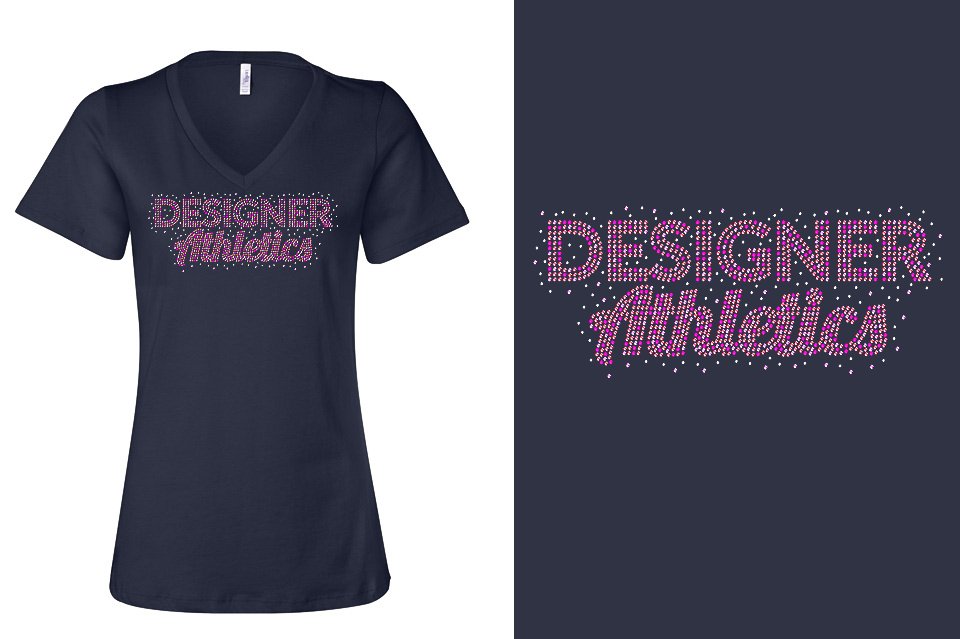 Rhinestones Designer Athletics Women's Relaxed V-Neck