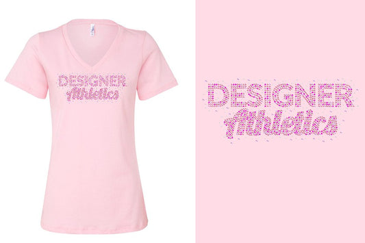 Rhinestones Designer Athletics Women's Relaxed V-Neck