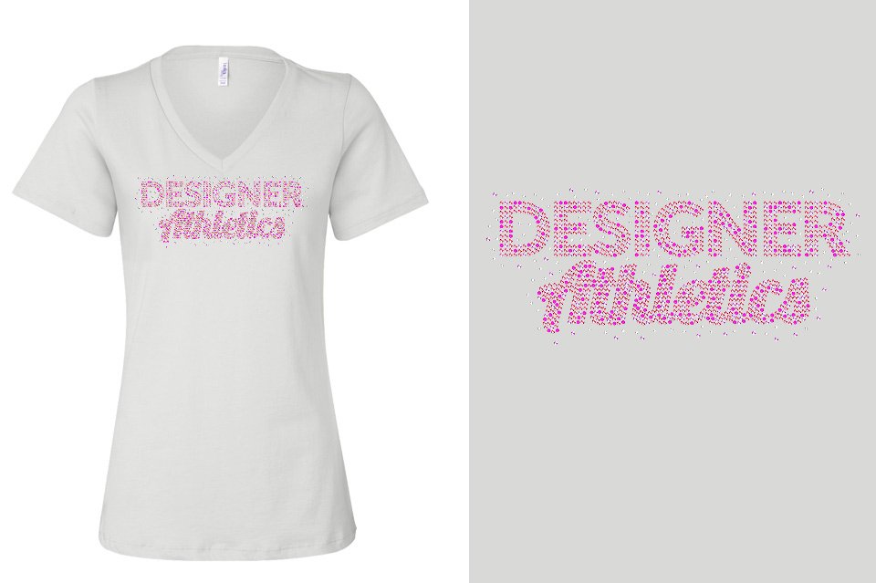 Rhinestones Designer Athletics Women's Relaxed V-Neck