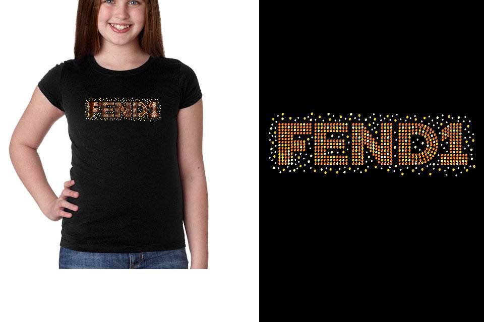Rhinestones Fend1 Youth Girls' Princess T-Shirt