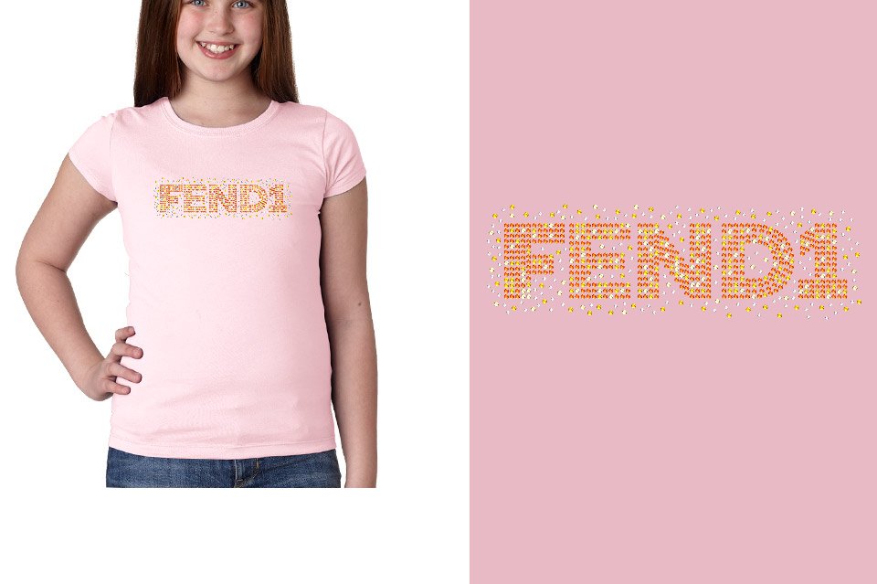 Rhinestones Fend1 Youth Girls' Princess T-Shirt