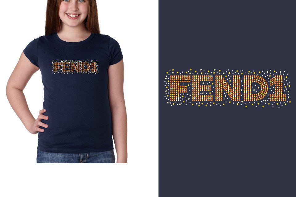 Rhinestones Fend1 Youth Girls' Princess T-Shirt
