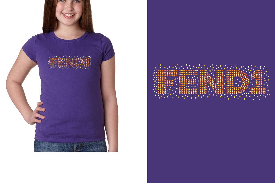 Rhinestones Fend1 Youth Girls' Princess T-Shirt
