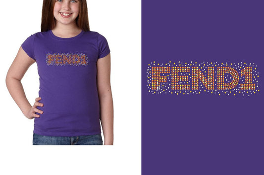 Rhinestones Fend1 Youth Girls' Princess T-Shirt
